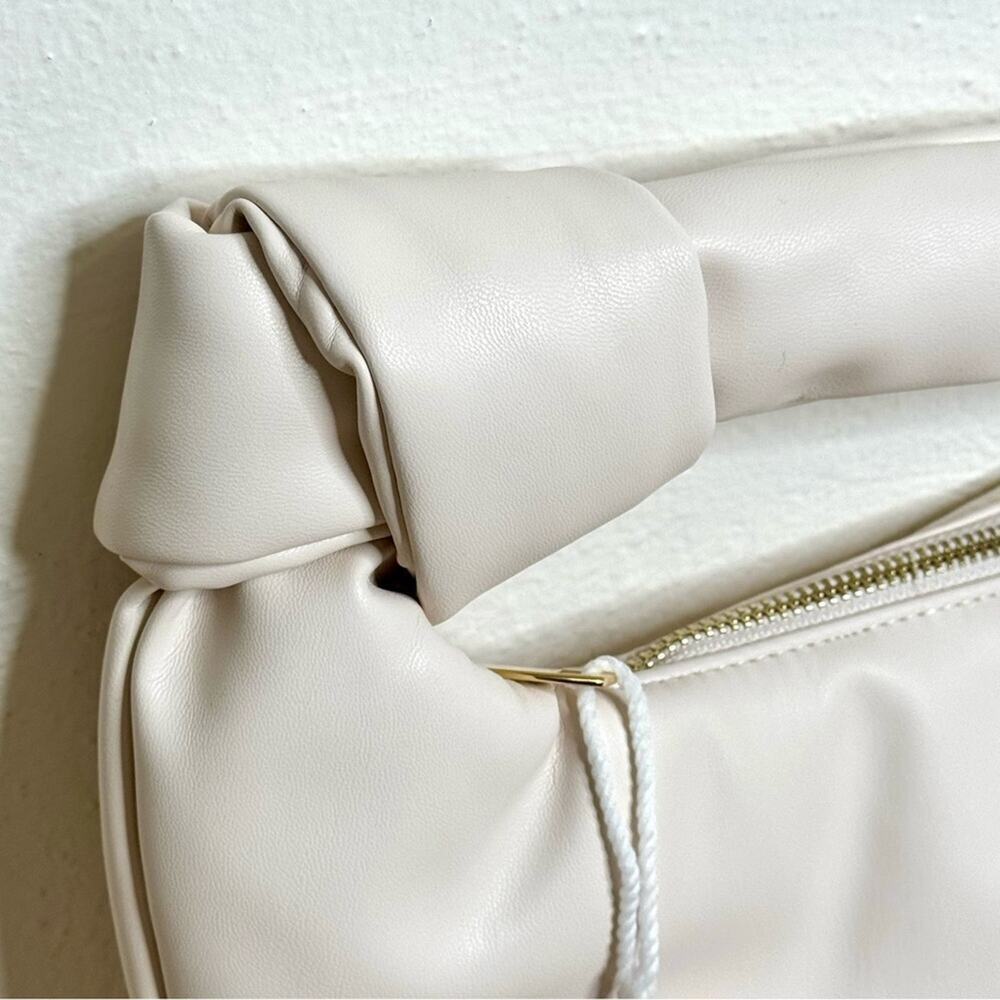 NWT Melie Bianco Alexandra Vegan Leather Cream Top Handle Bag Clutch Purse - Picture 5 of 10